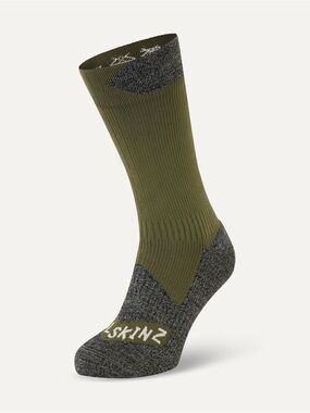 SEALSKINZ RAYNHAM WATERPROOF ALL WEATHER MID LENGTH SOCK IN OLIVE / GREY MARL